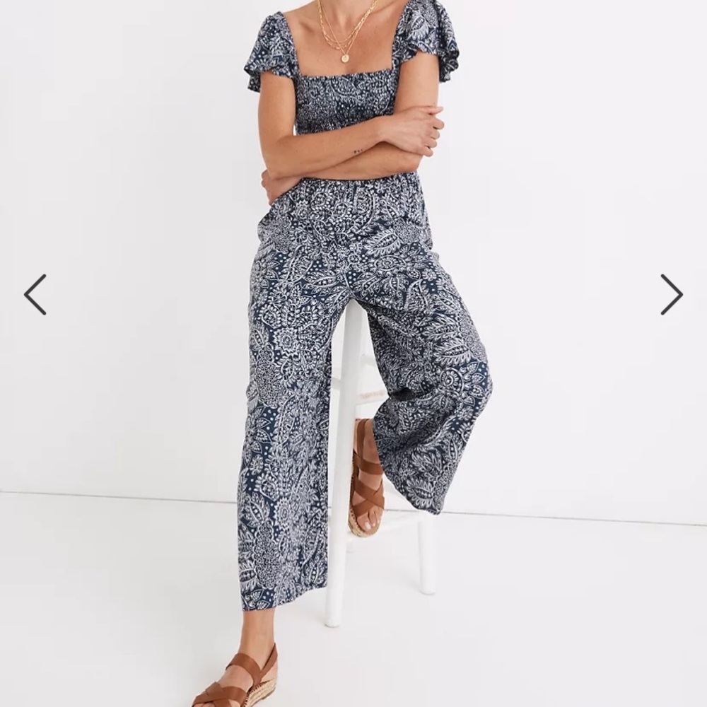 Madewell Lucie Smocked Wide-Leg Jumpsuit in Paisley Garden